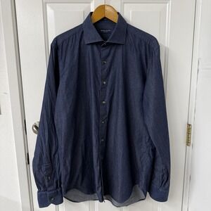 Peter Millar Denim Mens Size X-Large Button Up Long Sleeve‎ Shirt